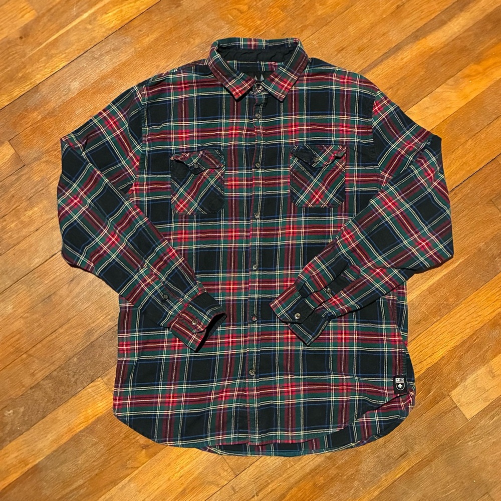 Men's Plaid Flannel Shirt - Red & Green
